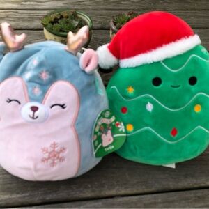 2 Christmas SQUISHMALLOWS - Carol Christmas Tree & Tanja Reindeer / 2021 retired